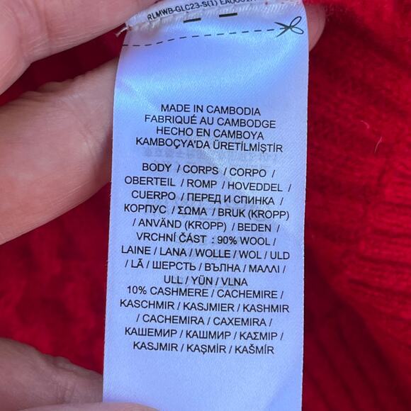 Lauren Ralph Lauren Women's Red Cable Knit Mock Neck Sweater Size L - Picture 7 of 8